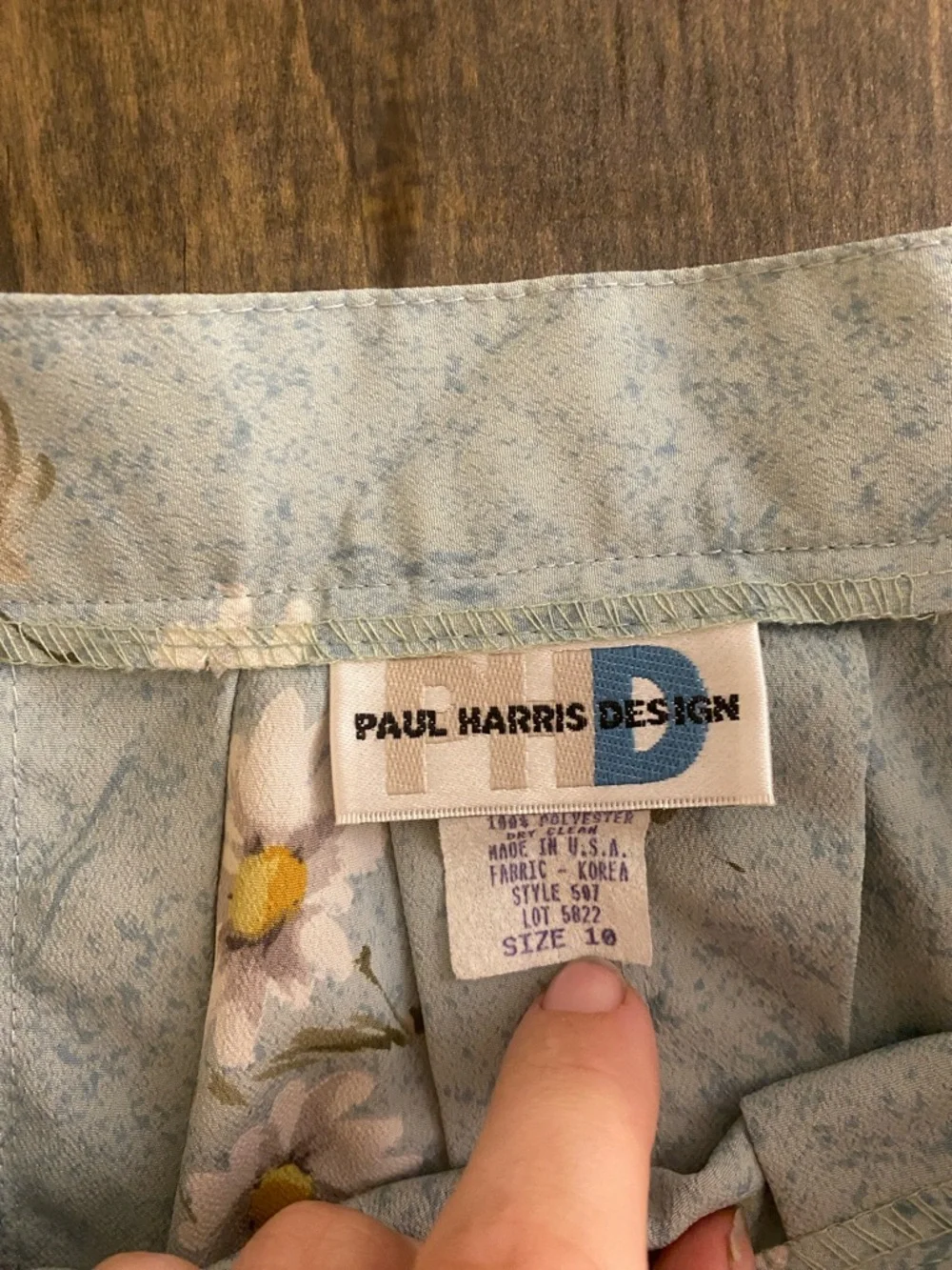 Vintage Women's Light Blue Floral Pleated Skirt